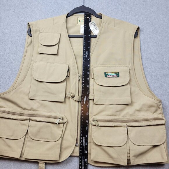 LL Bean Fishing Vest Mens Large Anglers Tan Retro Vintage New - Picture 8 of 11